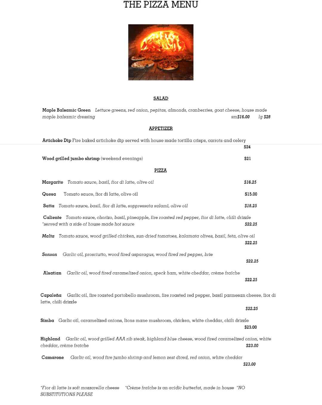 Our Menu
